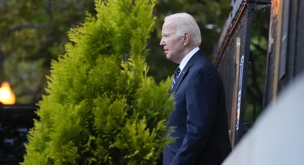 President Joe Biden leaves Holy Trinity Catholic Church in the Georgetown section of Washington after attending Mass, Oct. 7. Biden has been interviewed as part of the special counsel investigation into his handling of classified documents.