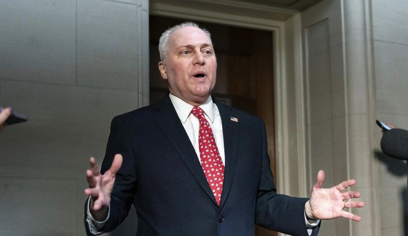 House Majority Leader Steve Scalise, R-La., talks to reporters as he leaves Republicans closed-door forum to hear from the candidates for speaker of the House, at the Capitol in Washington, Tuesday.