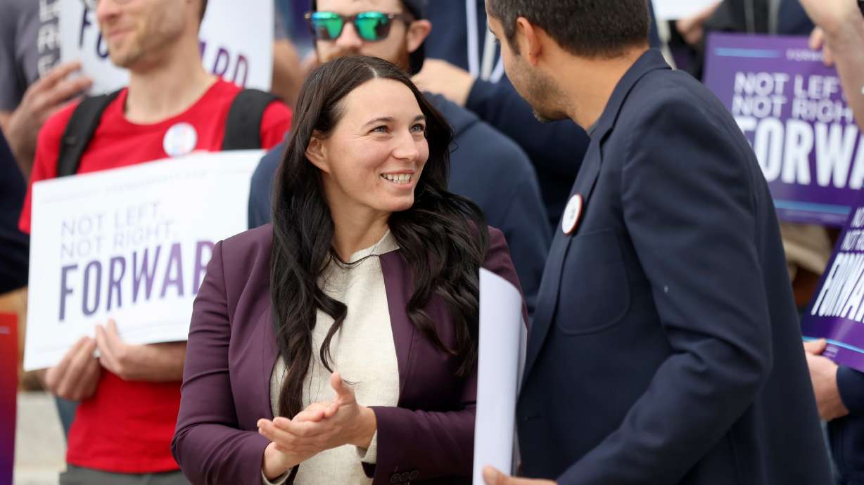 January Walker at the Capitol in Salt Lake City on Oct. 11, 2023. Walker filed to run for Utah's 1st Congressional District as a member of the Utah Forward Party, but won't move on after delegates voted not to advance any candidate in the race.