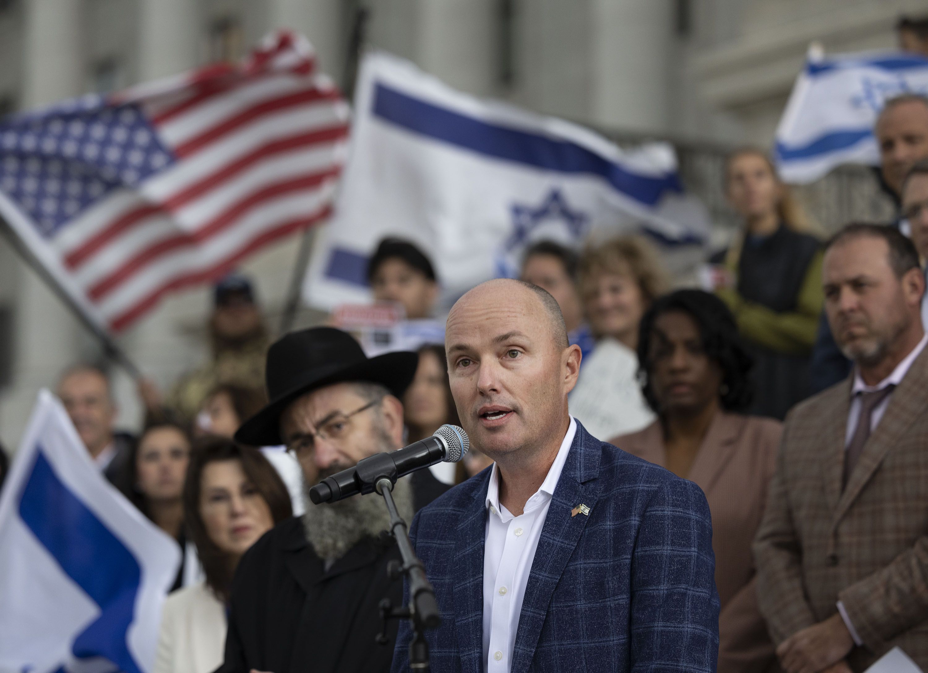 Gov. Spencer Cox speaks at the Stand with Israel rally at the Capitol in Salt Lake City on Wednesday. In light of the brutal terrorist attacks against innocent Jewish men, women and children, Chabad of Utah invited the public to stand with Utah’s Jewish community and in support and solidarity of their brothers and sisters in Israel.