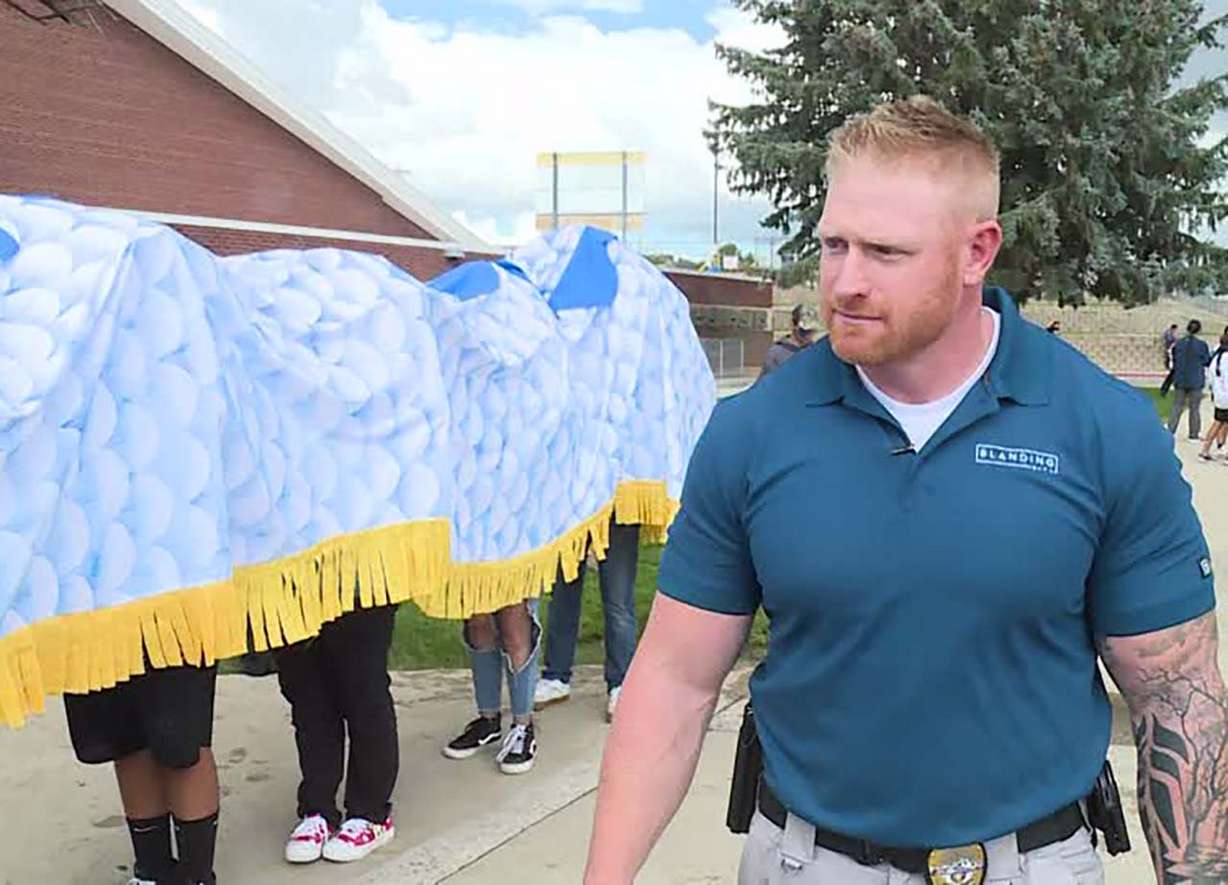 Cole Palmer is shown at San Juan High School in Blanding. Palmer is the first school resource officer at the school.