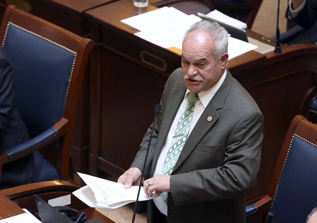 Sen. Ronald Winterton, R-Roosevelt, in the Senate chamber at the Capitol in Salt Lake City on Feb. 16, 2021. Winterton on Wednesday proposed giving farmers a "right to repair" purchased equipment.