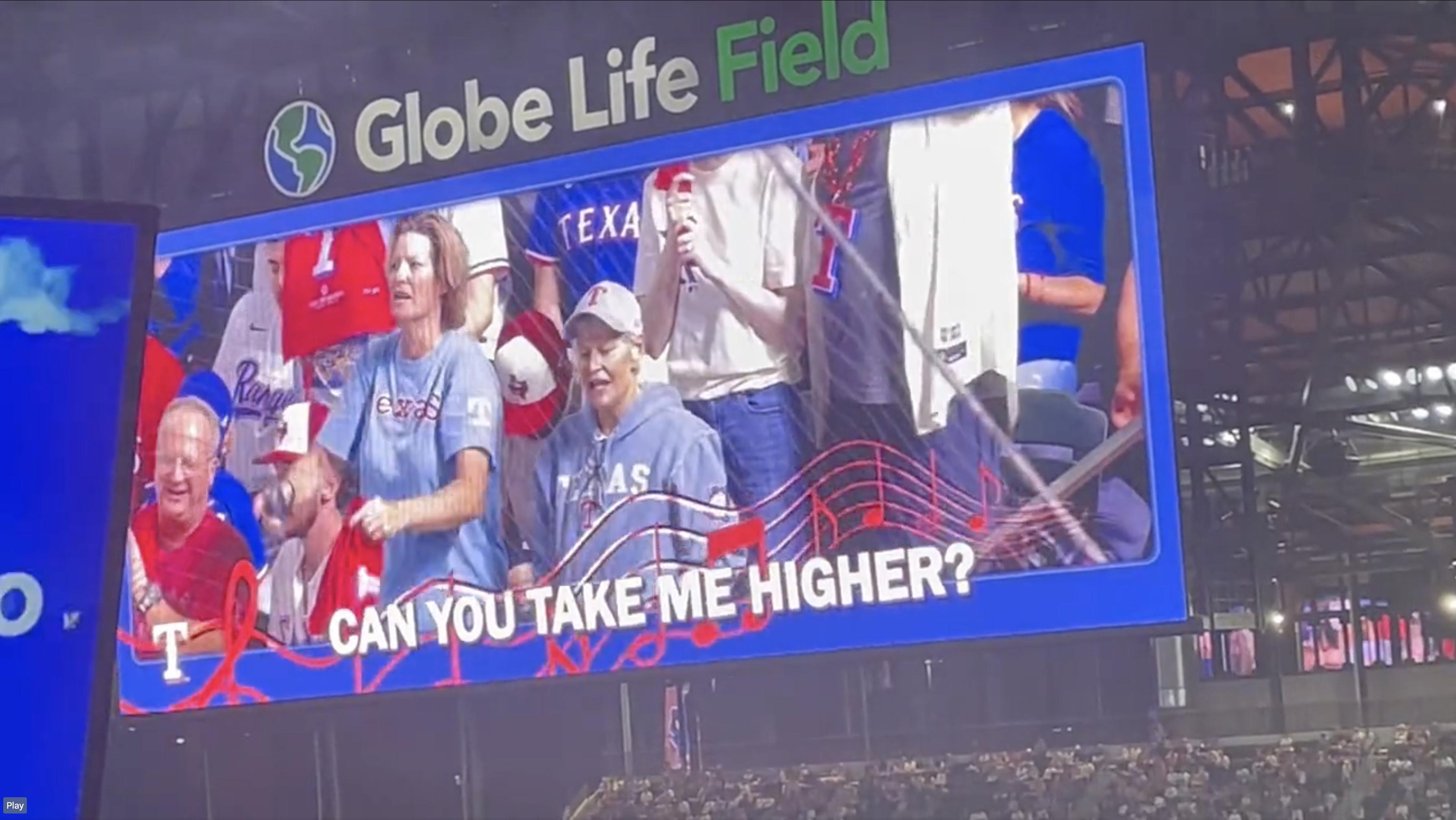 Texas Rangers fans sing along to Creed's 'Higher' during ALDS