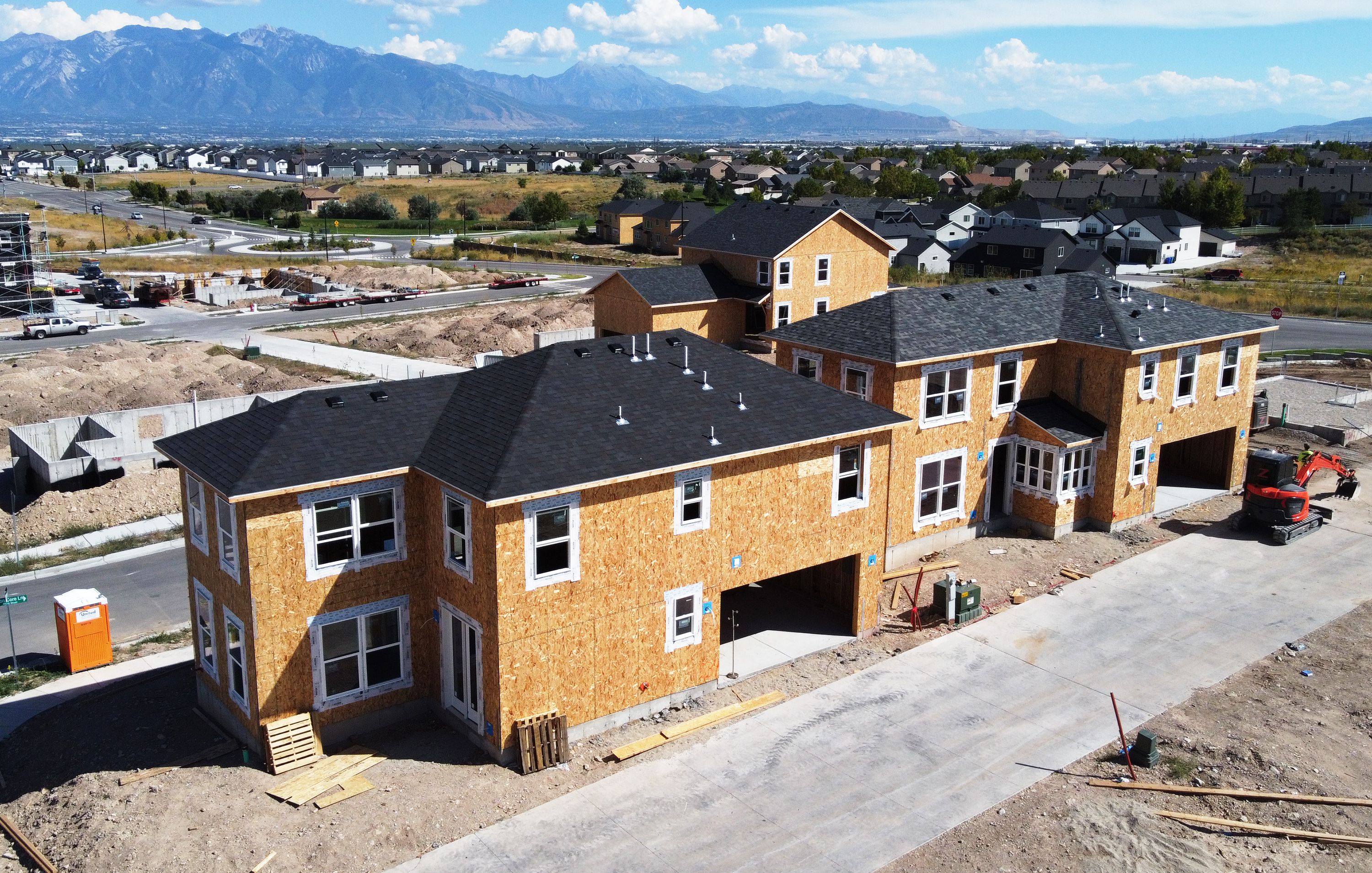 New single family homes under construction in the South Jordan area of the Salt Lake Valley on Sept. 11. A new Goldman Sachs analysis looks back on the housing crash 16 years ago and asks of today's housing market: How long can it last?