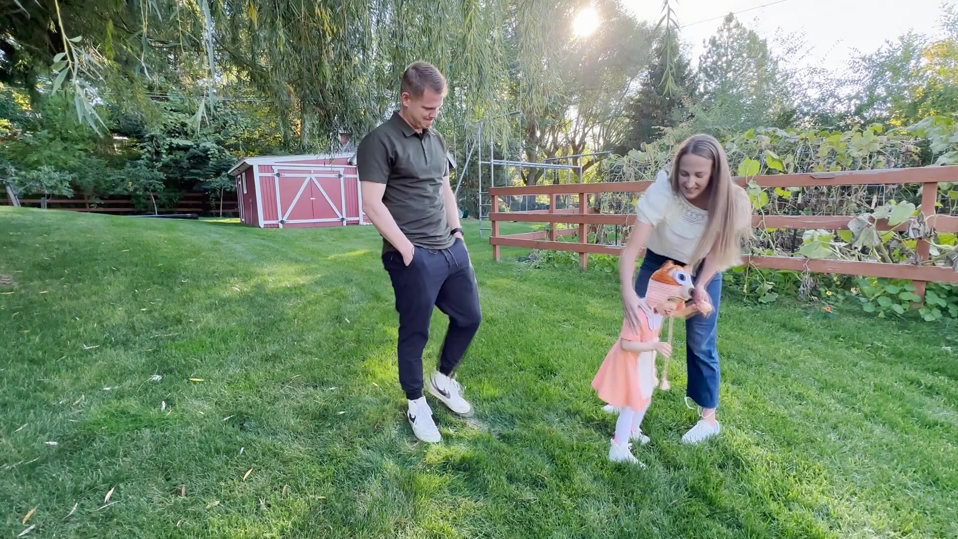 Caroline playing with her parents Cameron and McKelle Chubbuck in Cottonwood Heights.