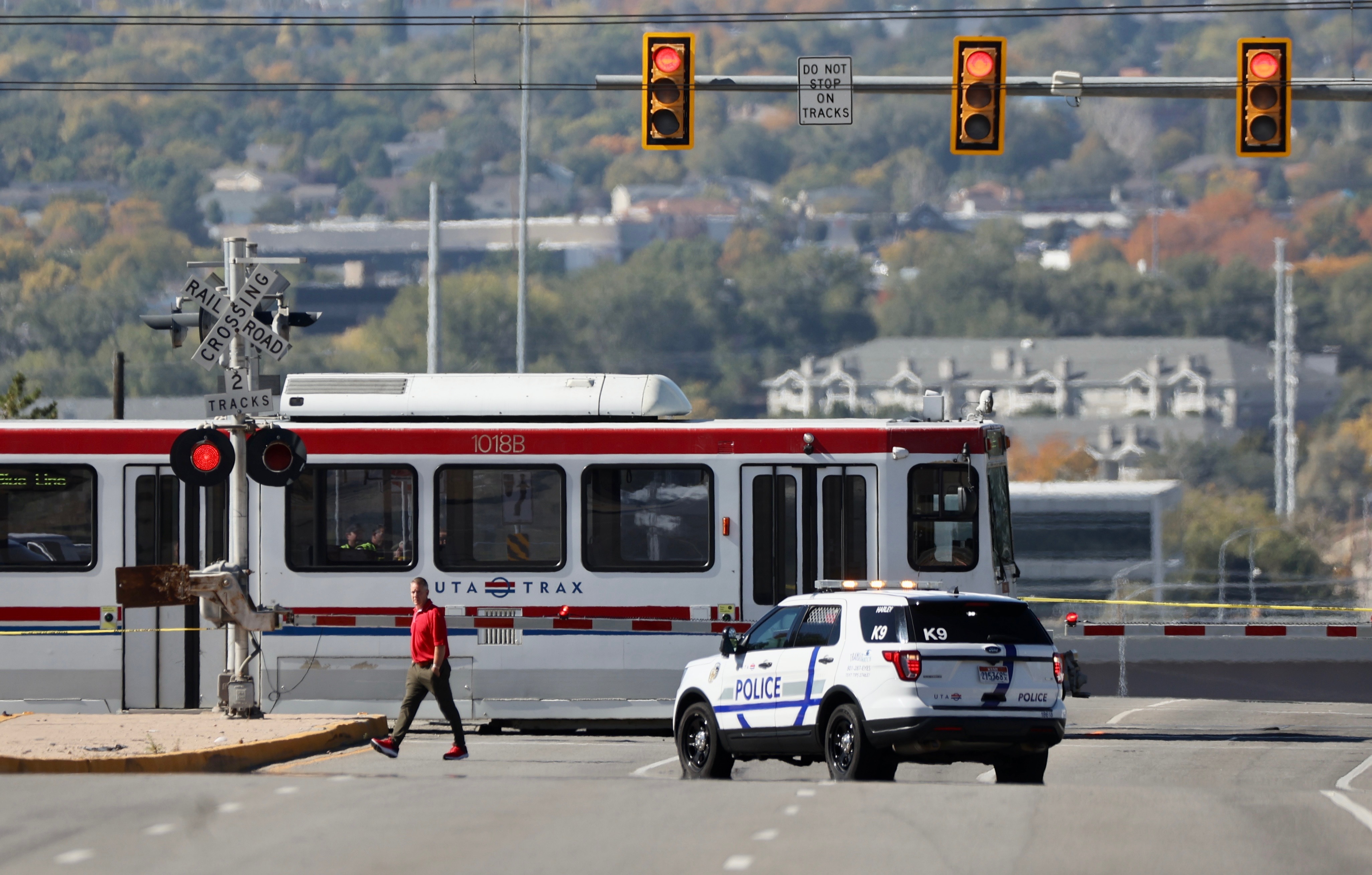 A pedestrian was struck by a TRAX train at the Historic Sandy Station in Sandy on Monday. UTA identified her as Janet Nilsson, 66, of Sandy.