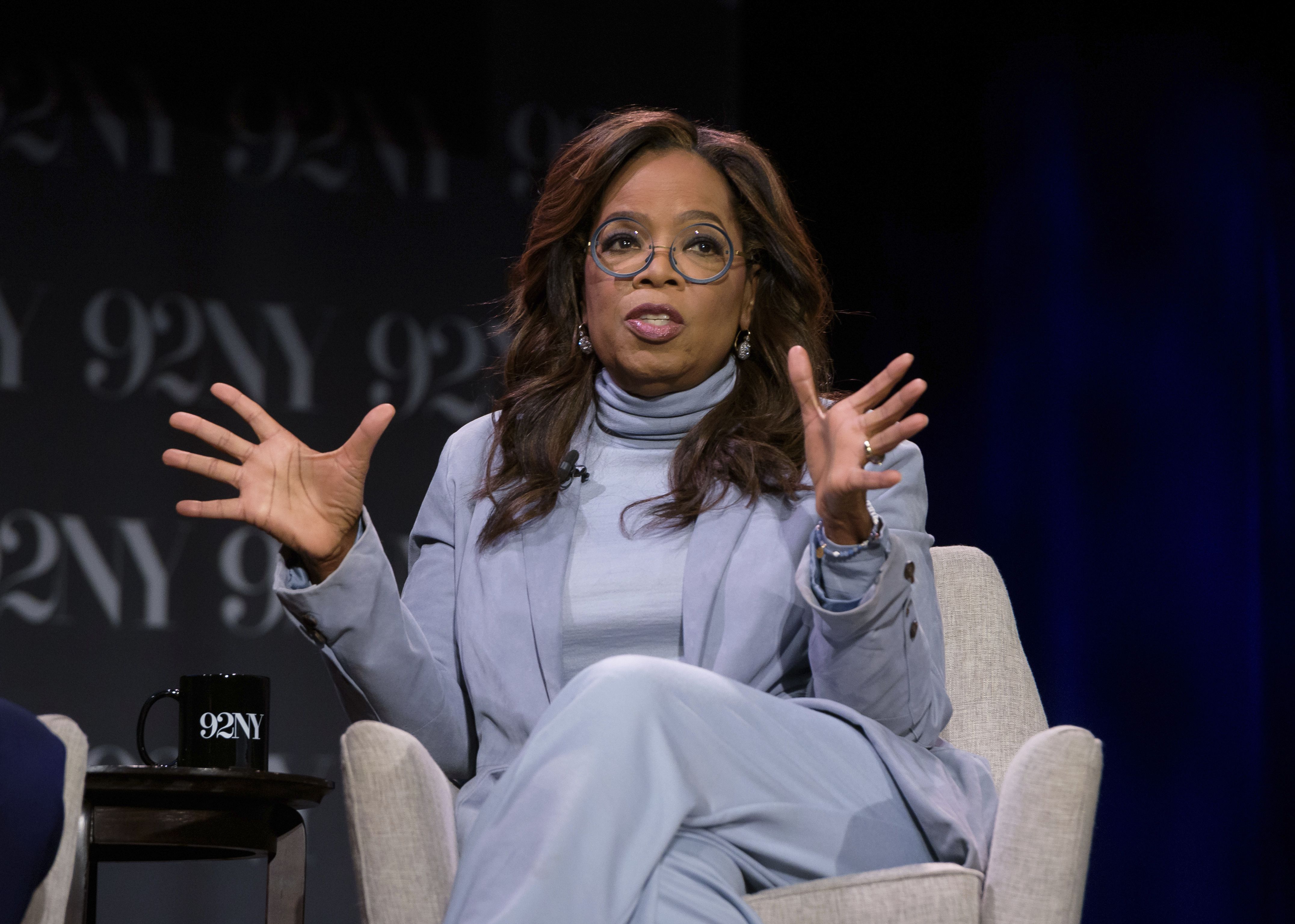 Oprah Winfrey discusses her new book “Building the Life You Want: The Art and Science of Getting Happier” at the 92nd Street Y on Sept. 12 in New York.