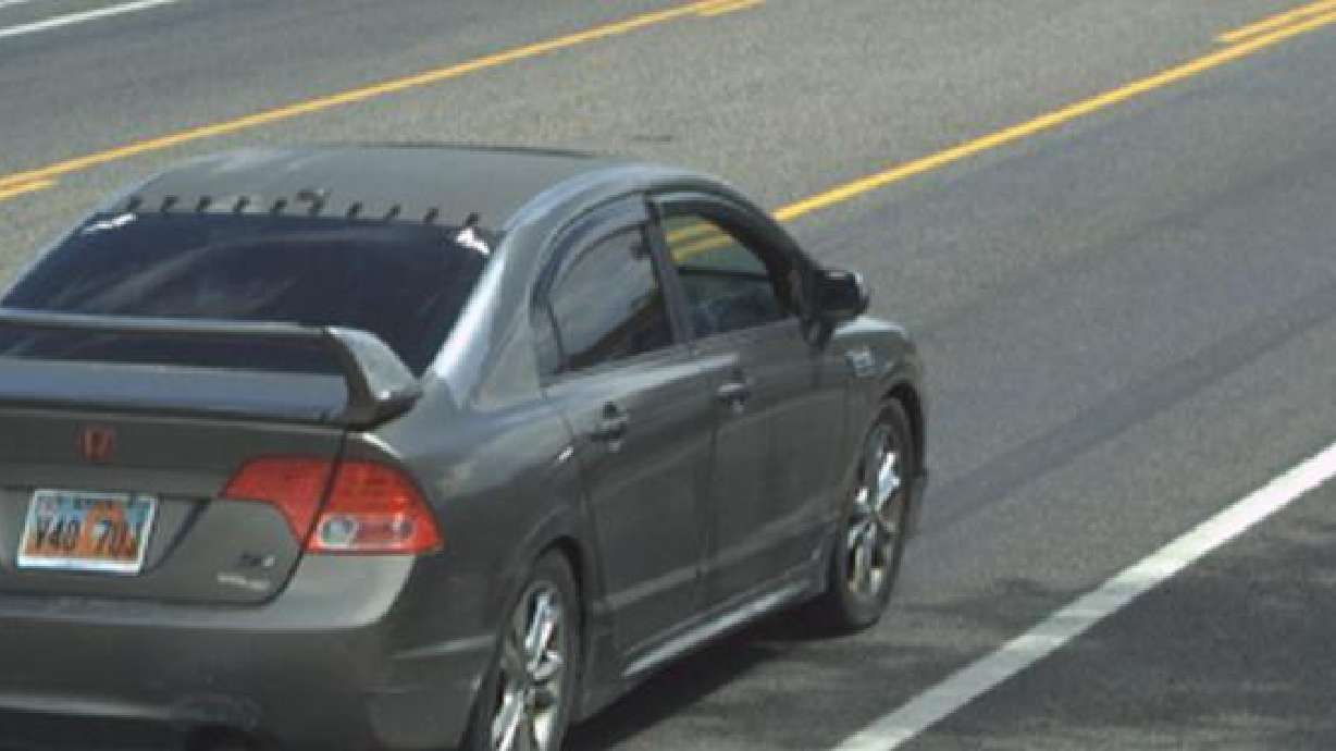 Salt Lake City police want to question the driver of this 2008 Honda Civic in connection with a fatal auto-pedestrian crash near 200 S. Redwood Road on Friday.