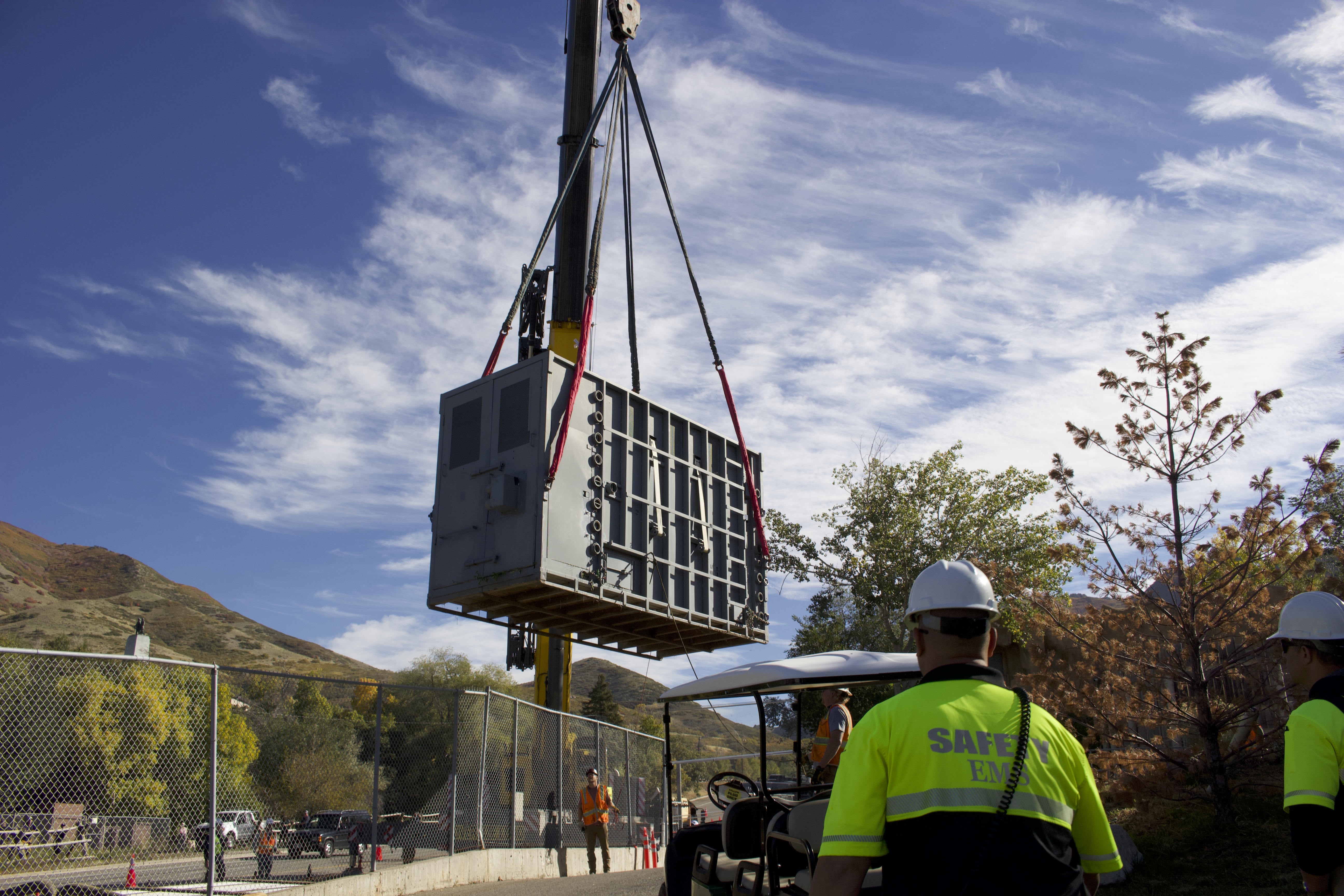 The elephants at Utah's Hogle Zoo officially left the zoo Tuesday when they were hoisted by a crane and put on a truck.