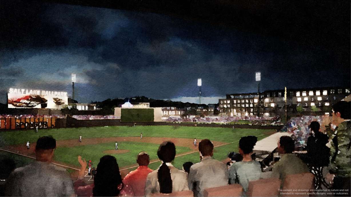 Conceptual renderings of a new Salt Lake Bees stadium being built at Daybreak in South Jordan released on Thursday.