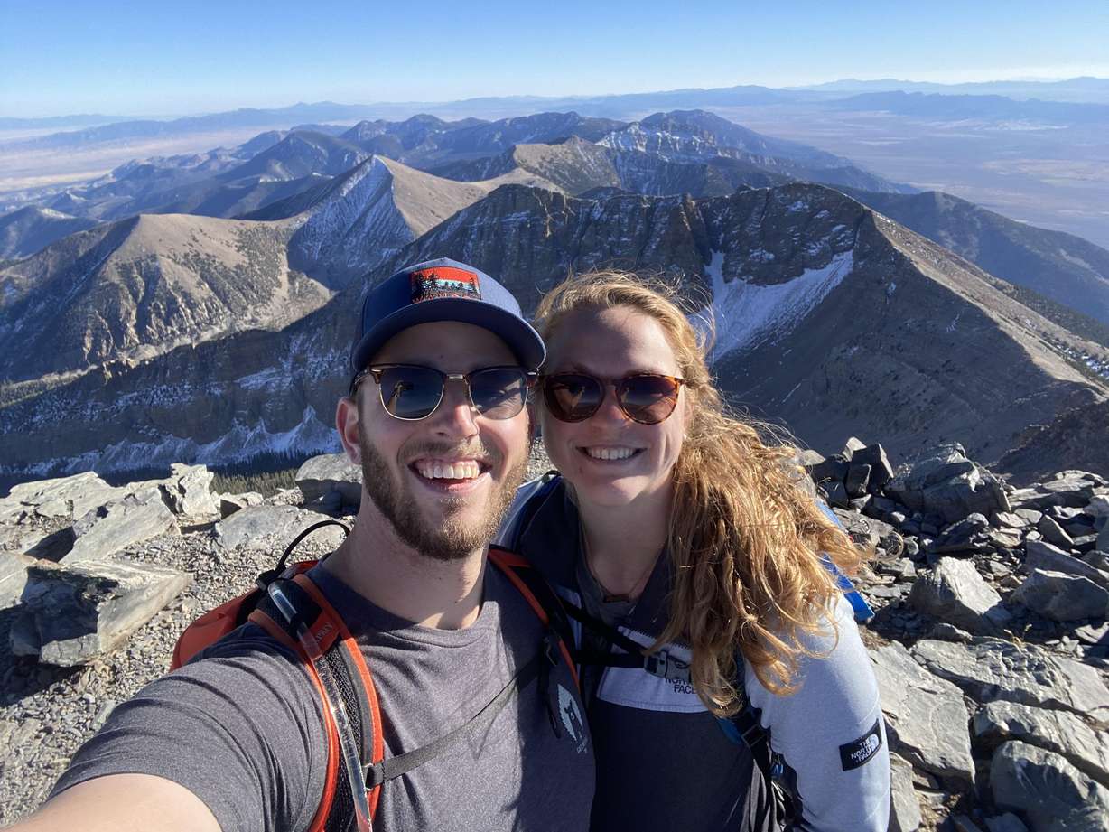 Gabriel and Ashley Schut pose for a photo on their Utah vacation.