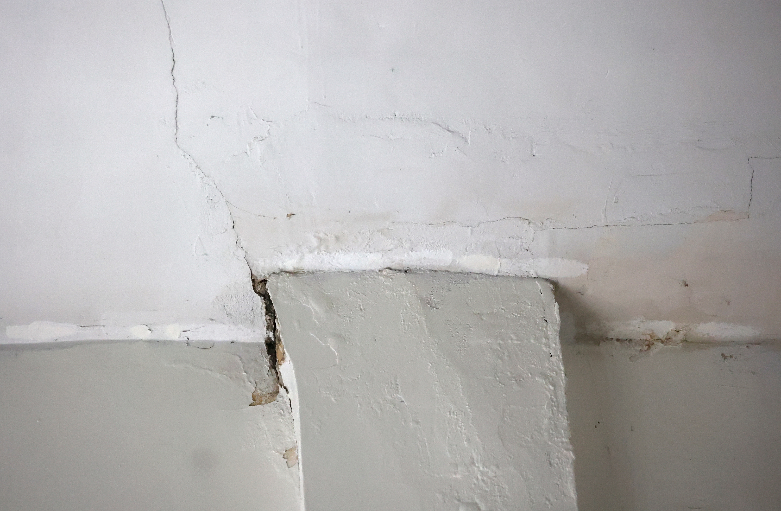 Cracks where a beam meets the ceiling are pictured at the Alrasool Islamic Center of Utah in Taylorsville on Friday. The Alrasool Islamic Center has received a grant from the National Fund for Sacred Places to help restore the historic building.