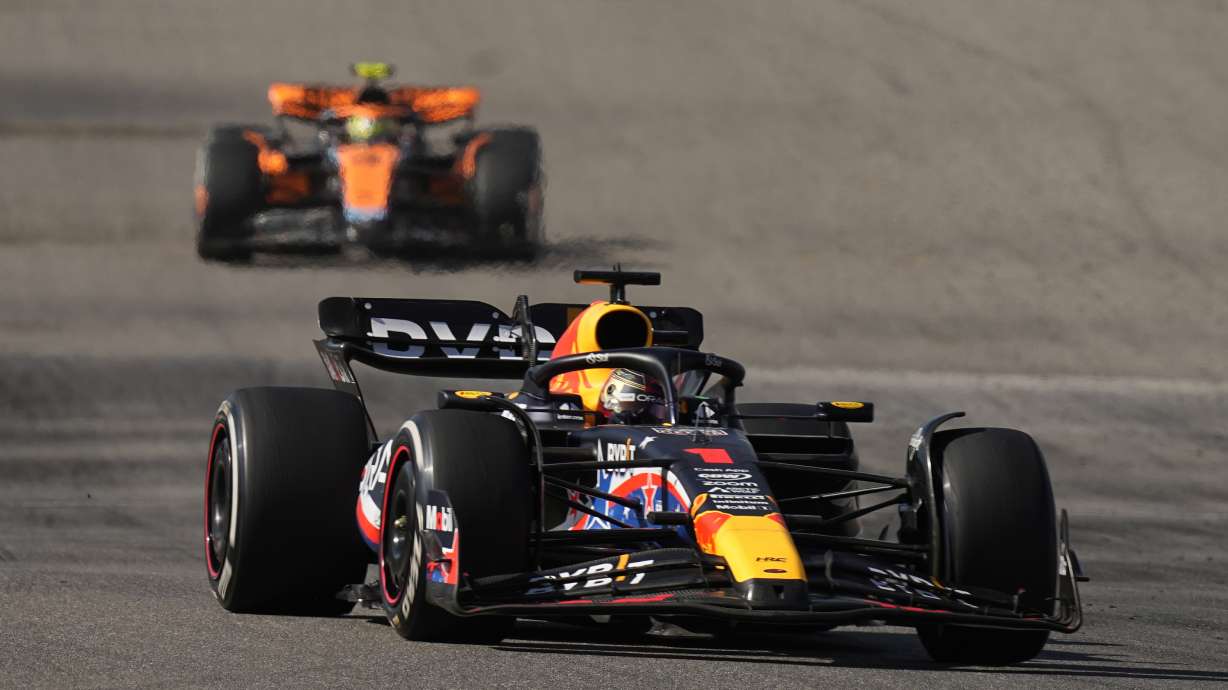 Red Bull driver Max Verstappen, of the Netherlands, drives during the Formula One U.S. Grand Prix auto race at Circuit of the Americas, Sunday, Oct. 22, 2023, in Austin, Texas.