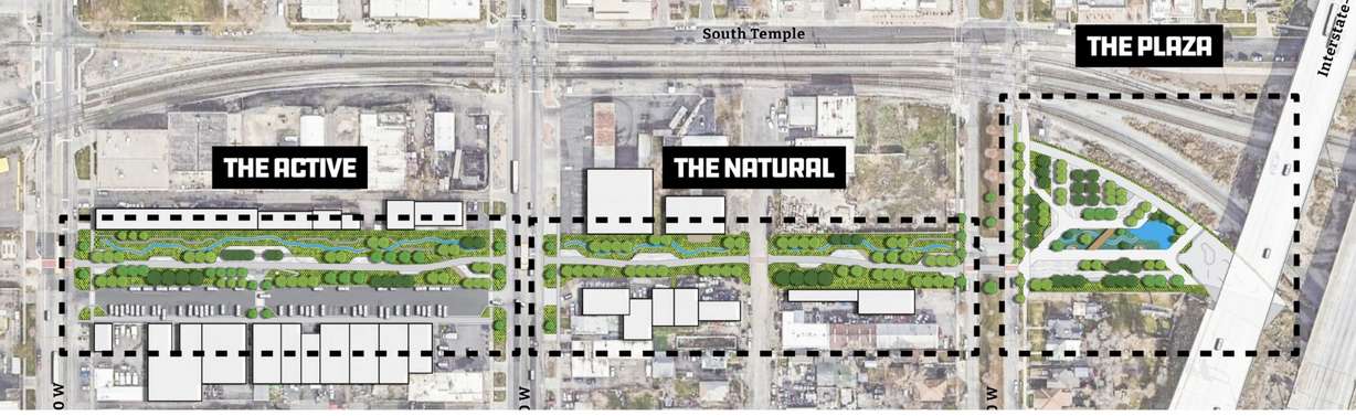 A final concept design for daylighting a section of City Creek by the Folsom Trail in Salt Lake City.