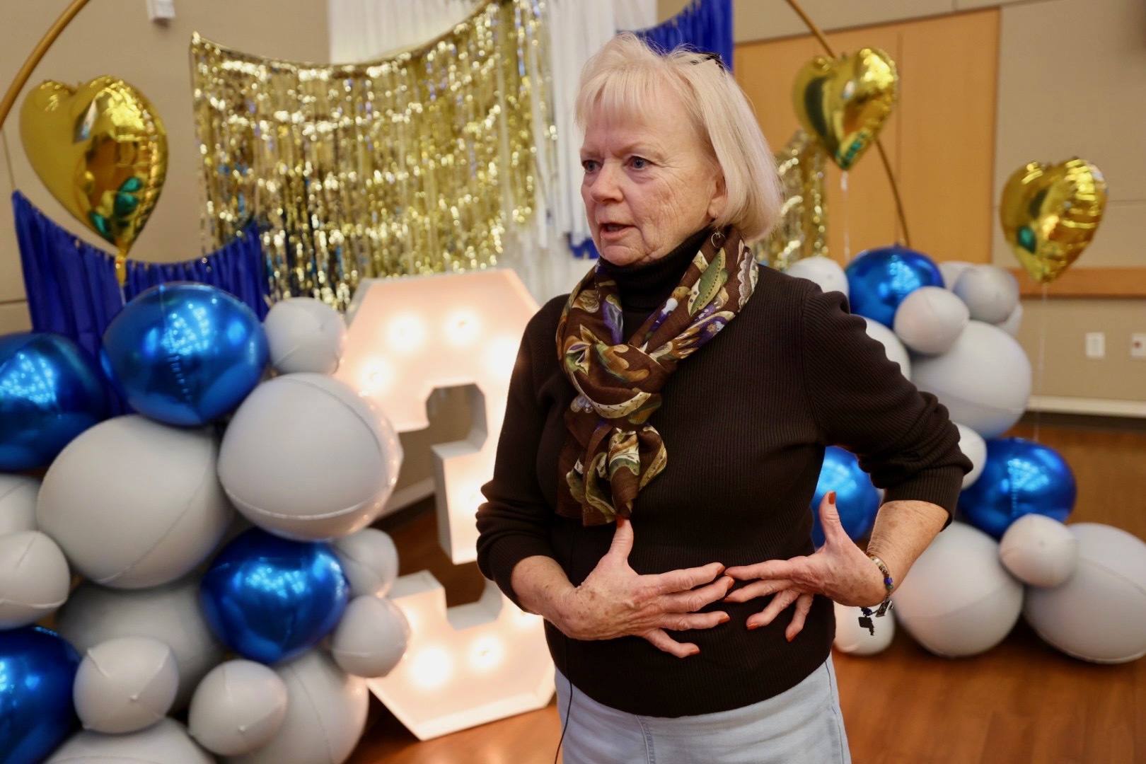 Karla Pardini talks about her husband, Victor, at a celebration 30 years of artificial hearts at Intermountain Health on Monday. Her husband lived for an additional 19 1/2 years thanks to a pump and a transplant.