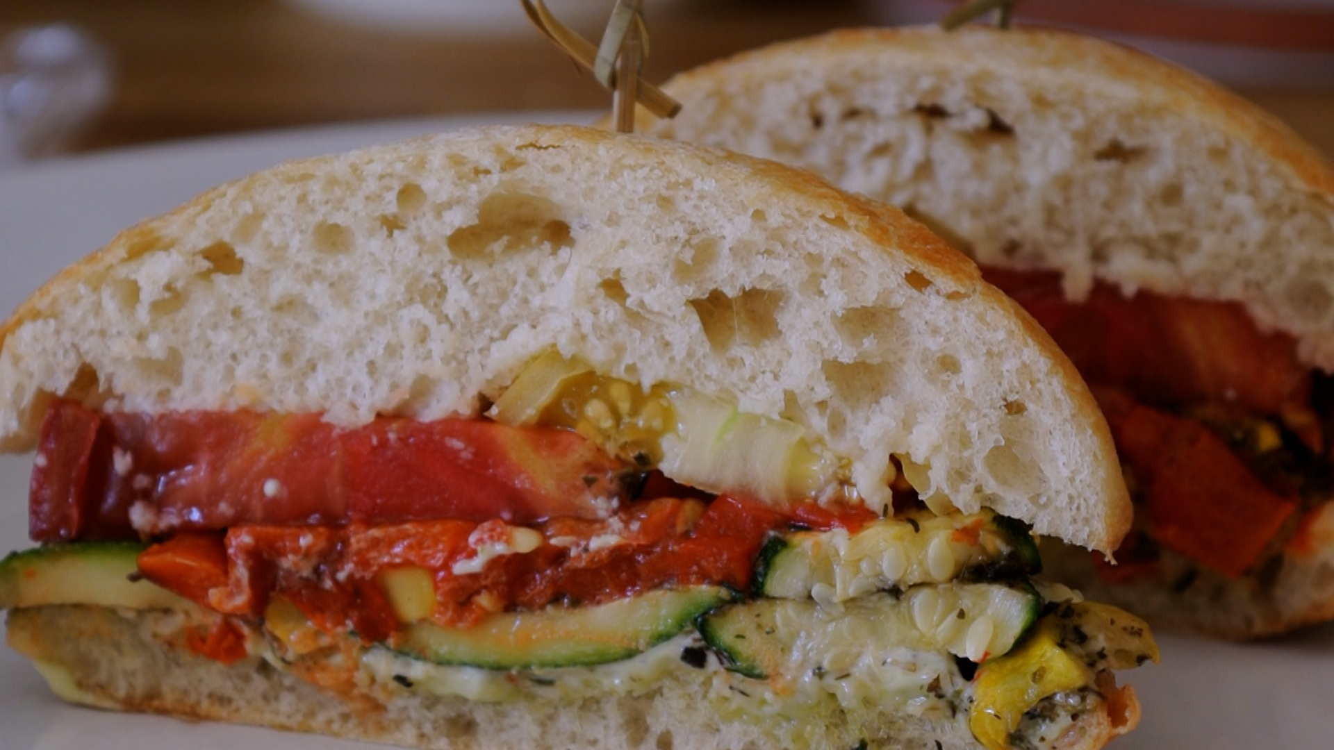 A tomato sandwich made by David Bench, with produce grown from the facility garden he tends to.