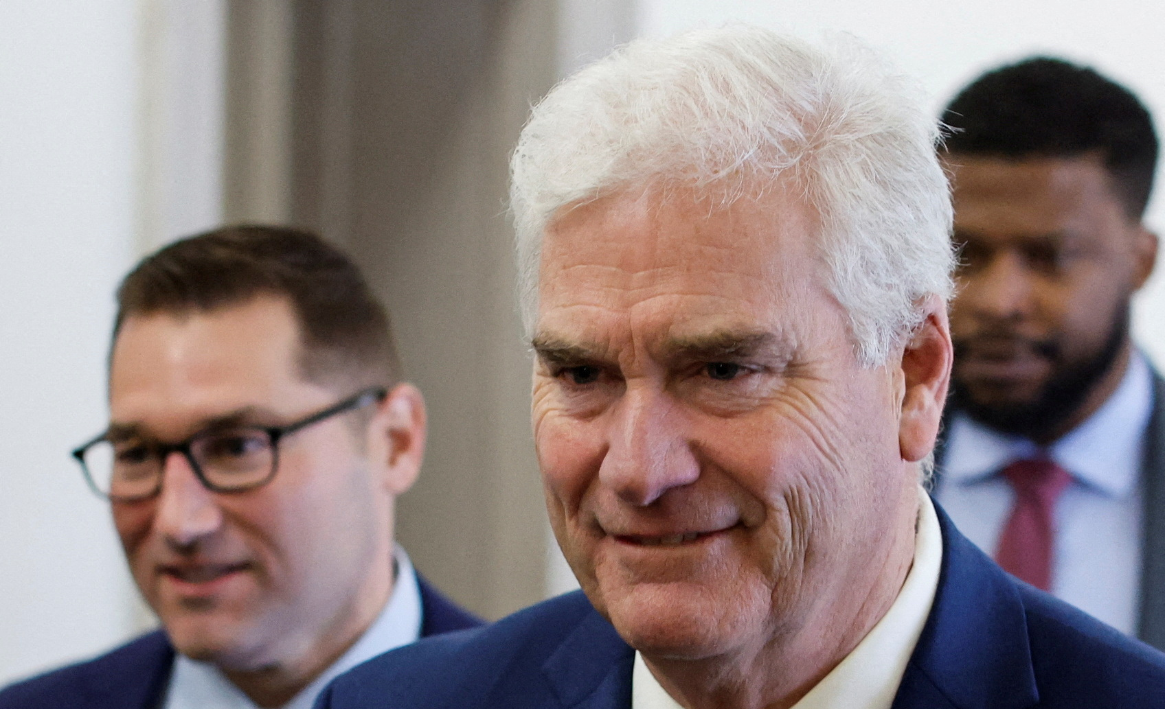 Rep. Tom Emmer, R-Minn., arrives for a House Republican conference meeting to choose a nominee in the race for House Speaker at the U.S. Capitol in Washington on Tuesday. Emmer abandoned his bid to lead the House of Representatives on Tuesday, just hours after his fellow Republicans nominated him.