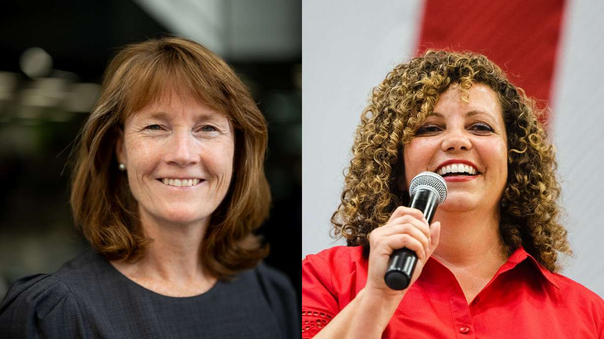 Democratic state Sen. Kathleen Riebe, left, and Republican Celeste Maloy are facing off in the special election to fill Utah's 2nd Congressional District seat.