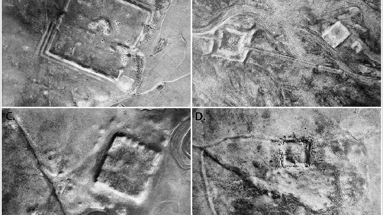 A sample of Father Antoine Poidebard’s aerial photography, shot from a biplane in the early 20th century, showing the remains of ancient Roman forts. New research combined Poidebard’s early findings with data, gathered from archival U.S. spy satellite images, that is shedding new light on the history of the Roman Empire.