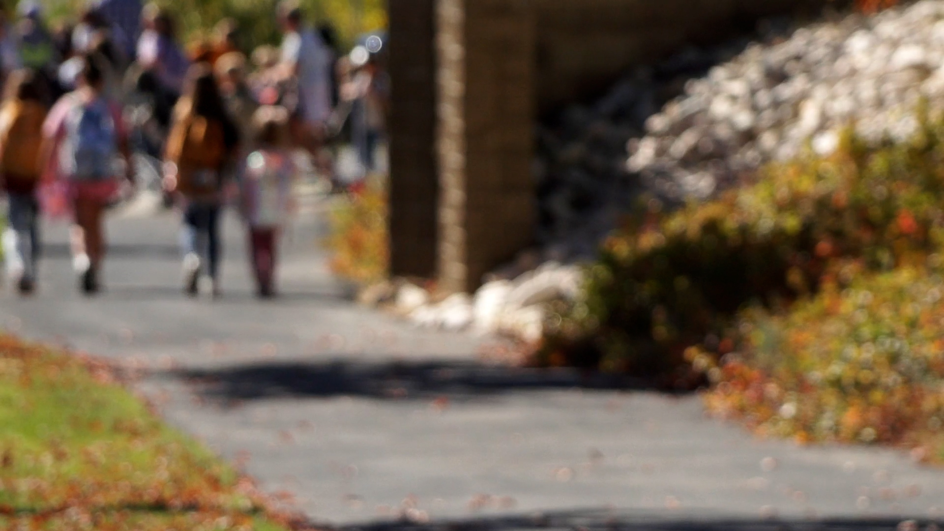 Traverse Mountain Elementary School students leaving class for the day.