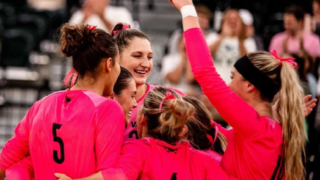 Utah Valley women's volleyball takes down Abilene Christian in 3-0 sweep on Barbie night in Orem on Thursday, Oct. 26, 2023.