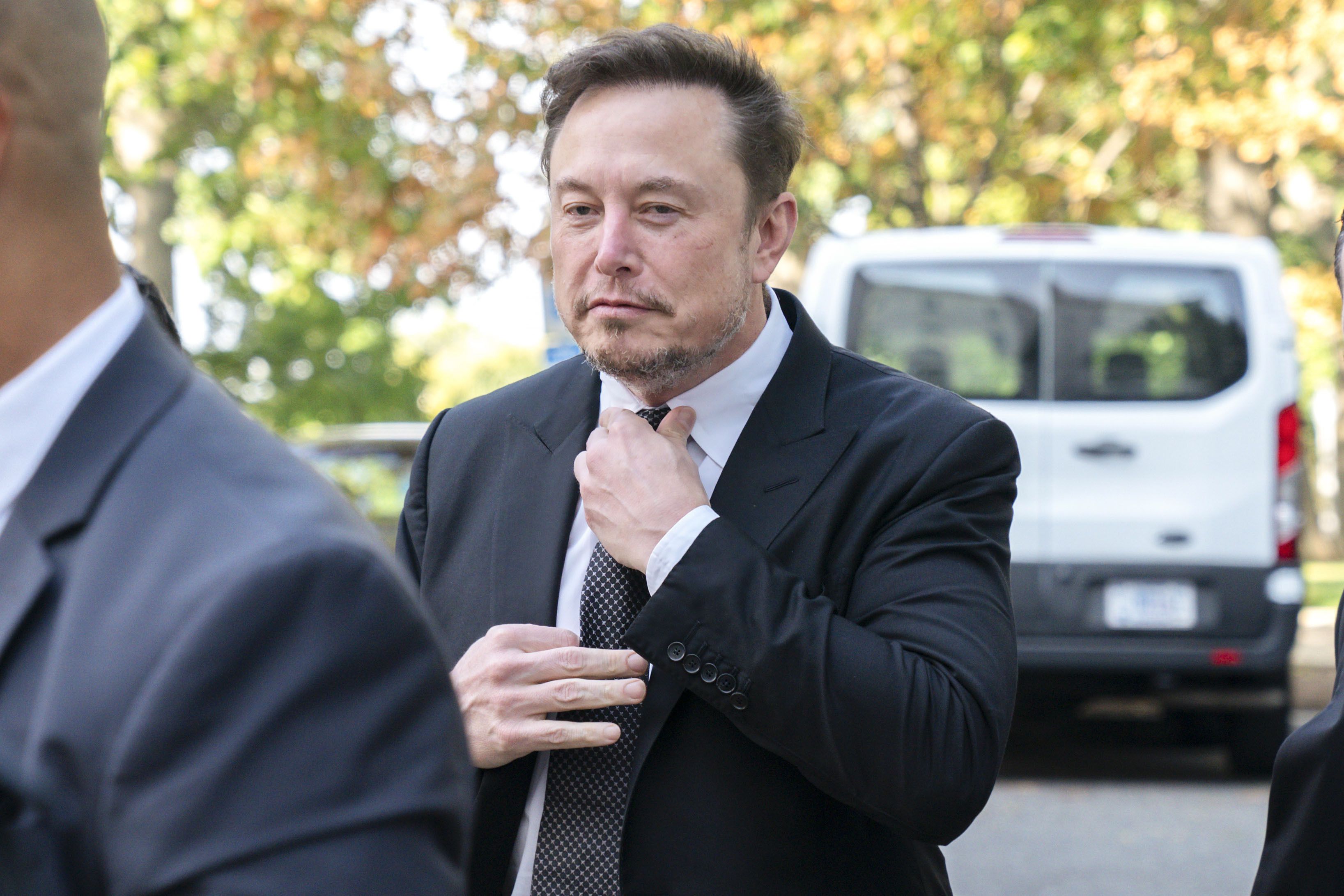 Elon Musk, CEO of X, the company formerly known as Twitter, arrives for a closed-door gathering of leading tech CEOs at Capitol Hill in Washington, Sept. 13. X, formerly known as Twitter, has lost users, advertisers and a lot of employees since Elon Musk took over the platform a year ago in a $44 billion deal.