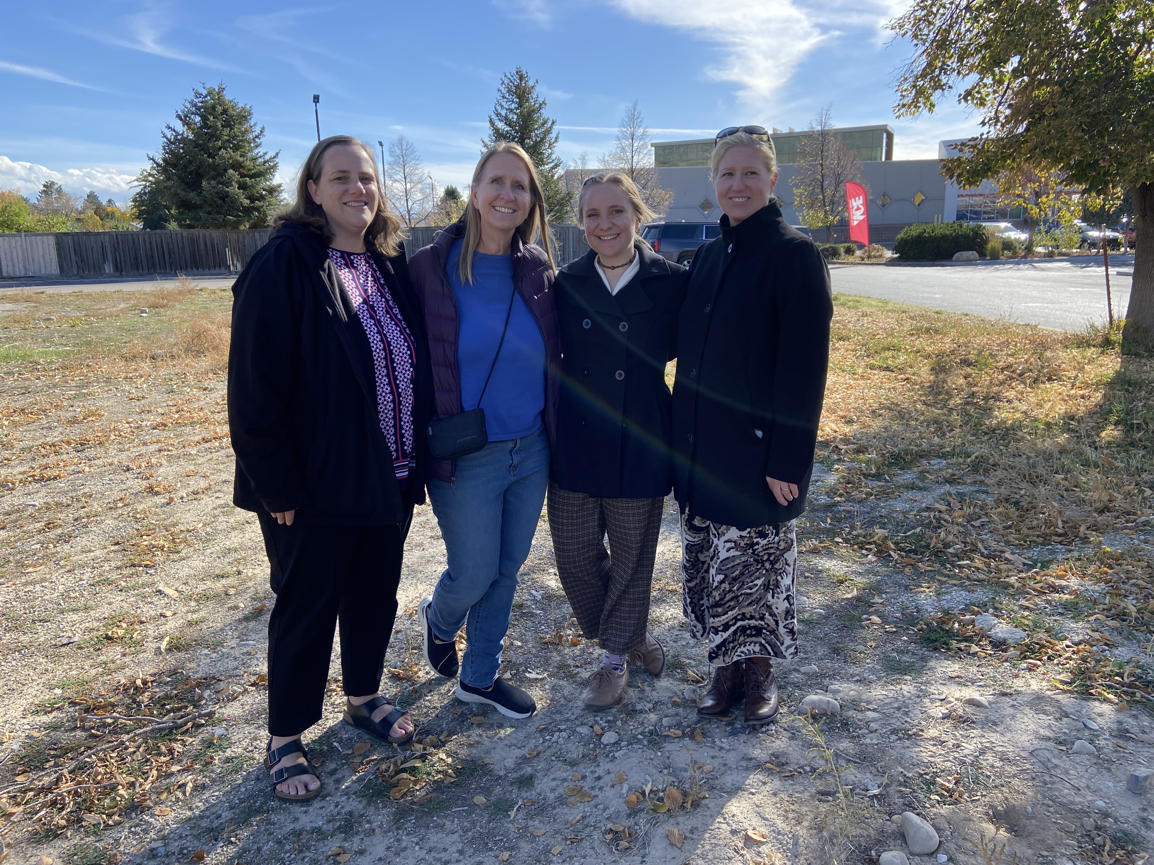 Sarah Reed, Julie Allen, Becca Driggs and Jill Jorgensen Barrick have bonded over learning the story of Eva Andersson. Andersson was a pioneer woman from Sweden who, roughly 130 years ago, lost two babies and buried them on the site of her former home at the corner of 1600 North and State Street in Orem. That lot will soon become a memorial garden.