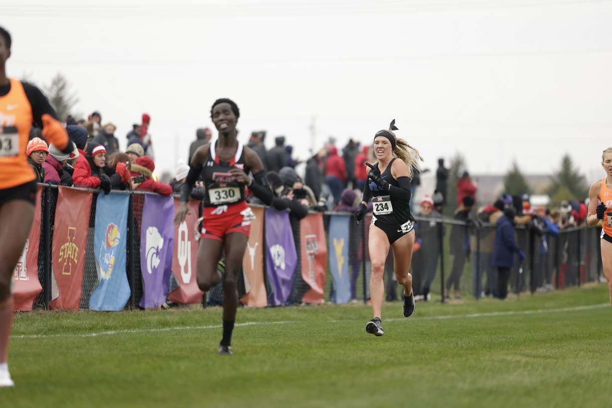 BYU's Lexy Halladay-Lowry finished fourth to lead the Cougars' women's cross country team to the Big 12 championship, Saturday, Oct. 28, 2023, in Ames, Iowa.