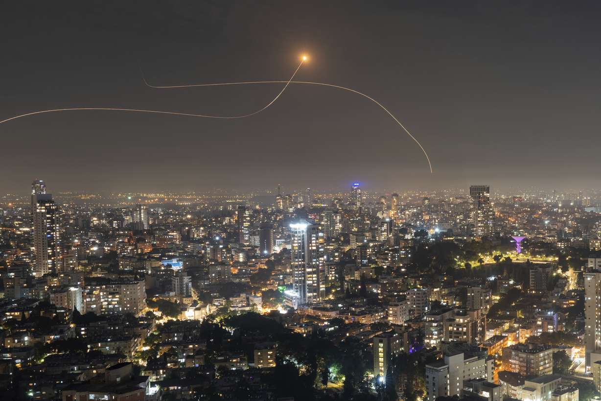 Israeli Iron Dome air defense system fires to intercept a rocket fired from the Gaza Strip, in central Israel, Saturday.