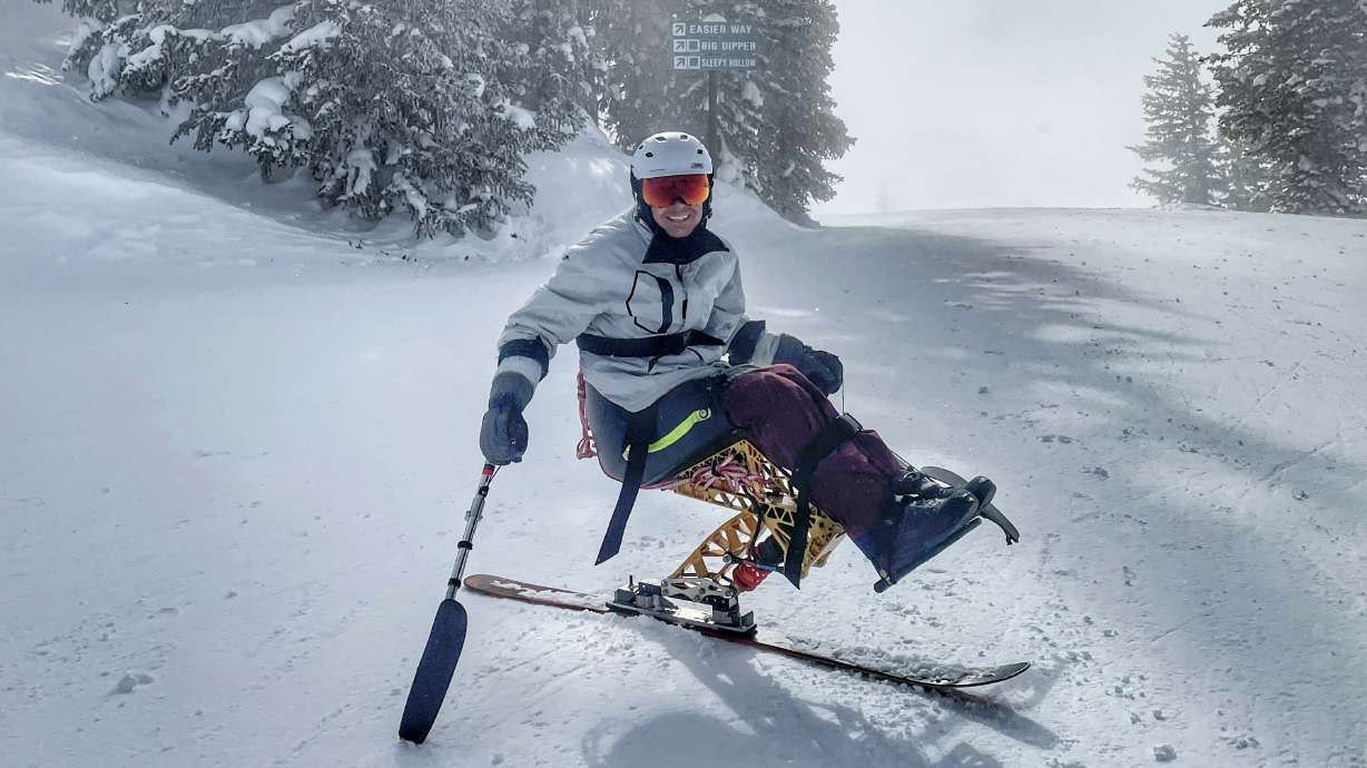 Kevin Hoyt loves to ride his adaptive mono ski, which he was able to purchase thanks to a grant from the Kelly Brush Foundation.