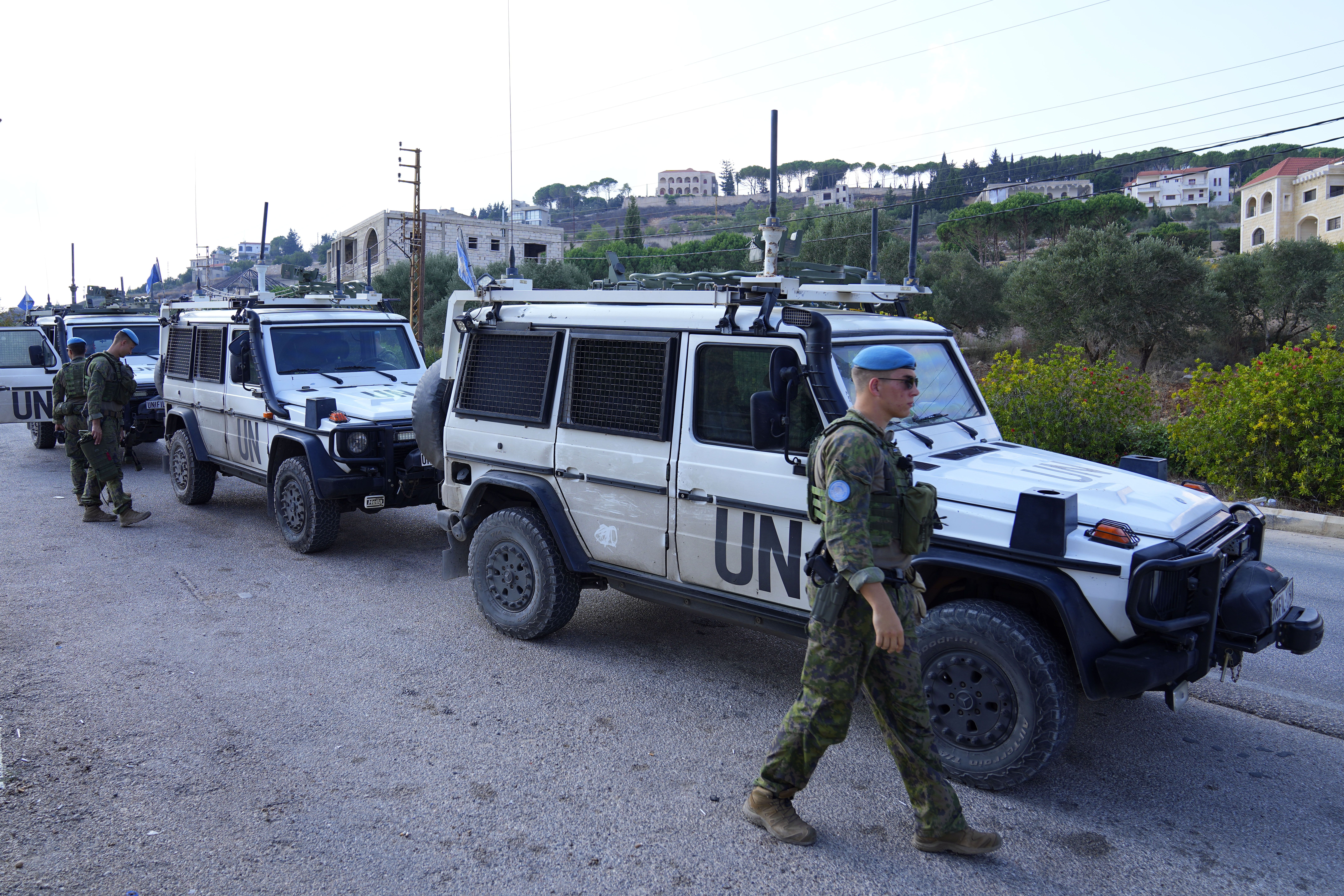 Finnish U.N. peacekeepers patrol the Lebanese side of the Lebanese-Israeli border in the southern village of Kfar Kila, Lebanon, on Oct. 12. Rep. John Curtis is cosponsoring a bill to cut funding from the United Nations Human Rights Council.