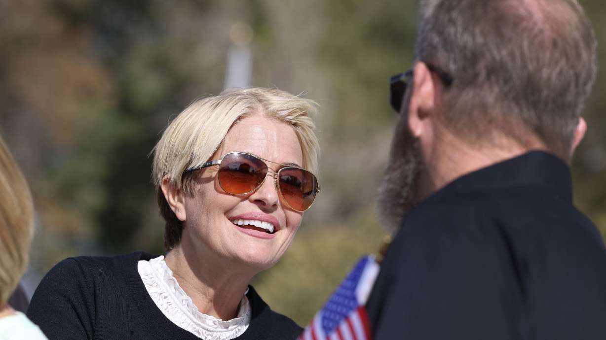 Carolyn Phippen, the executive director of Freedom Front of Utah, announces her candidacy for the 2024 Senate race in Draper on Wednesday.