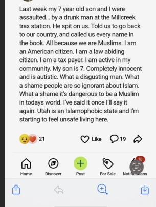 A Utah woman posted about an attack against her and her son that occurred on Friday in South Salt Lake. One man was arrested for investigation of two counts of assault.