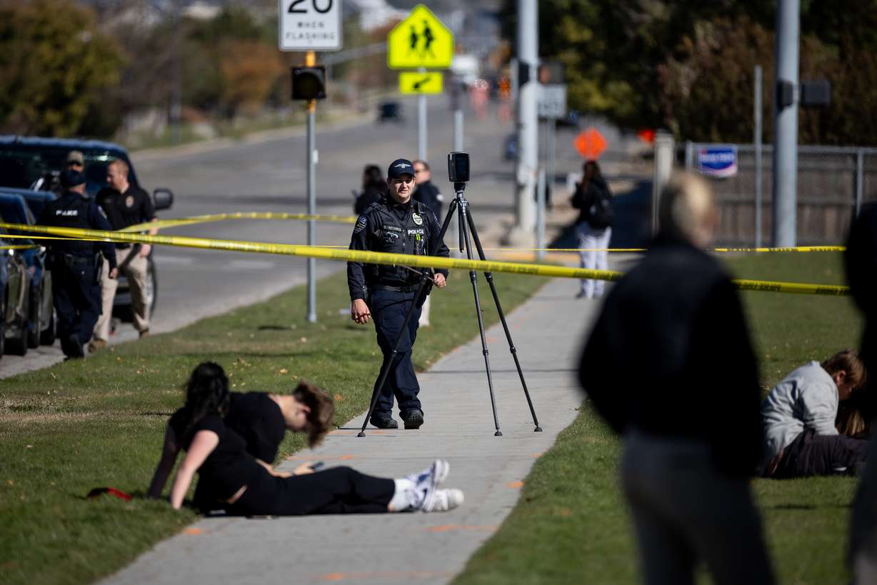 Police respond after an incident at Copper Hills High School in West Jordan that left one student hospitalized on Thursday.