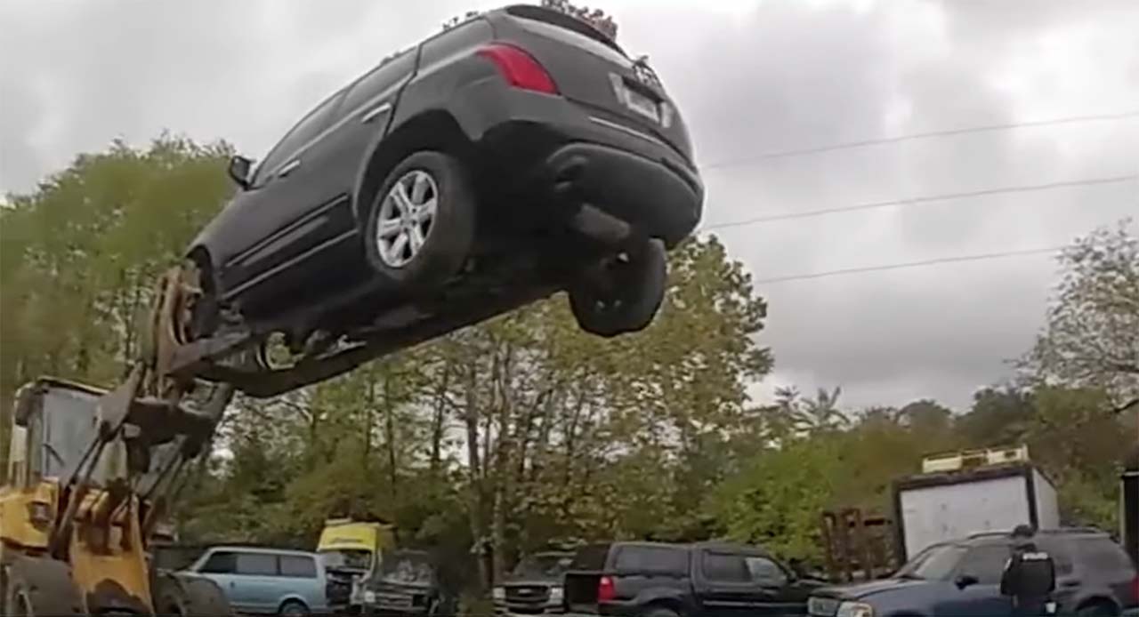 A suspected car thief didn't get far after employees at an auto business used a forklift to stop him in his tracks in Akron, Ohio.