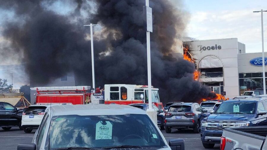 The Tooele Auto Mall was set on fire and several injuries were reported after a semitruck crashed into several vehicles in the area Friday afternoon.