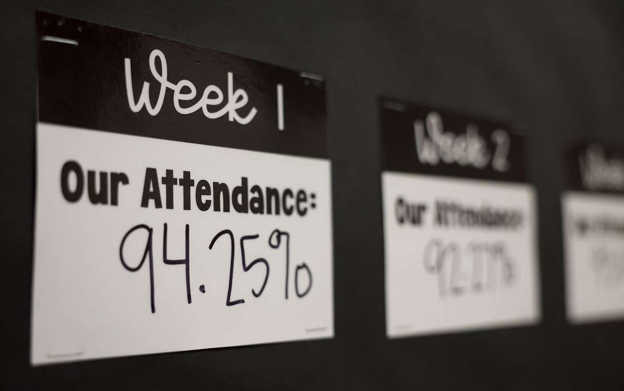 Attendance progress is displayed at Whittier Elementary School in West Valley on Friday.