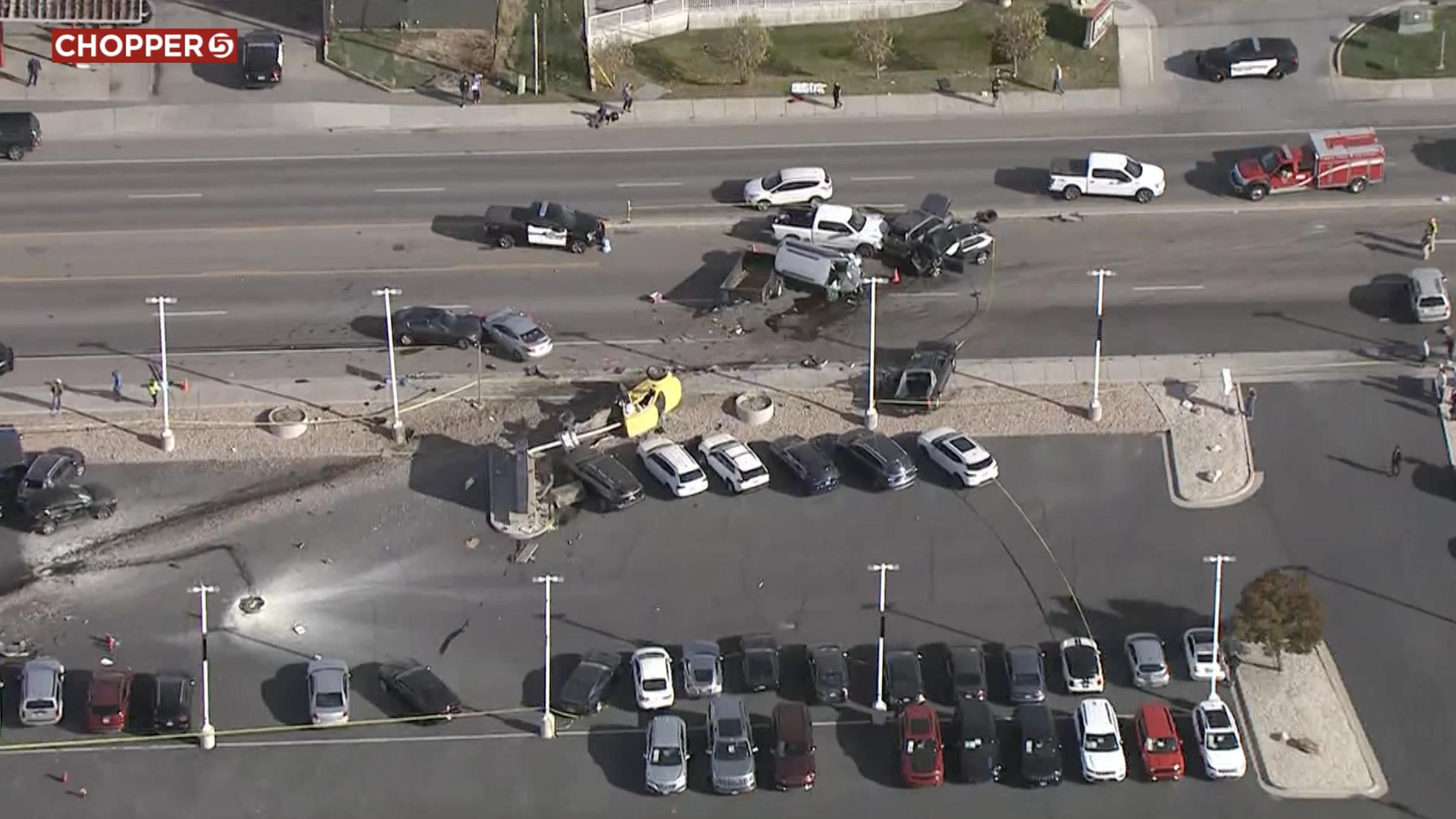 The Tooele Auto Mall caught fire and several people were injured after police say the brakes on a semitruck went out, causing the truck to crash into several vehicles and the auto mall building in the area of 1000 North Main in Tooele on Nov. 3, 2023.