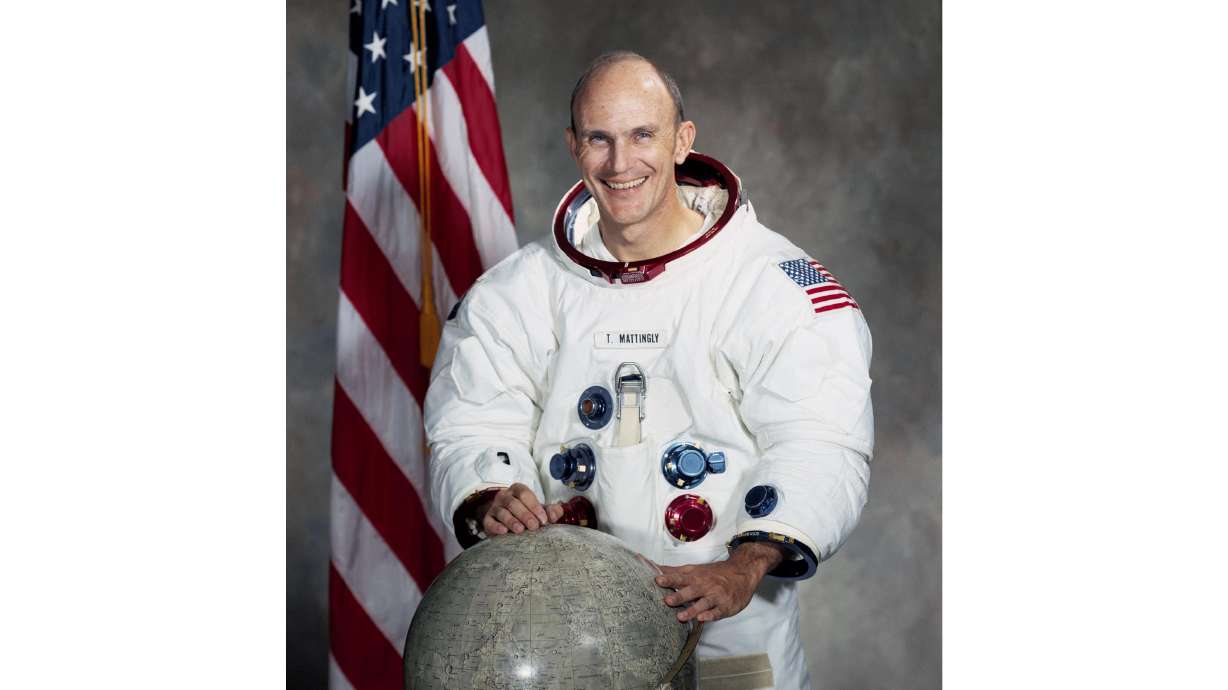 This photo released by NASA shows astronaut Ken Mattingly. Mattingly, who is best remembered for his efforts on the ground that helped bring the damaged Apollo 13 spacecraft safely back to Earth, has died Tuesday, Oct. 31, 2023, NASA announced.