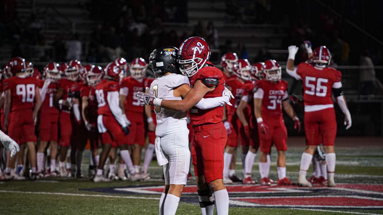 Crimson Cliffs' Bronson Plumb consoles Desert Hills' Trey Hortin.