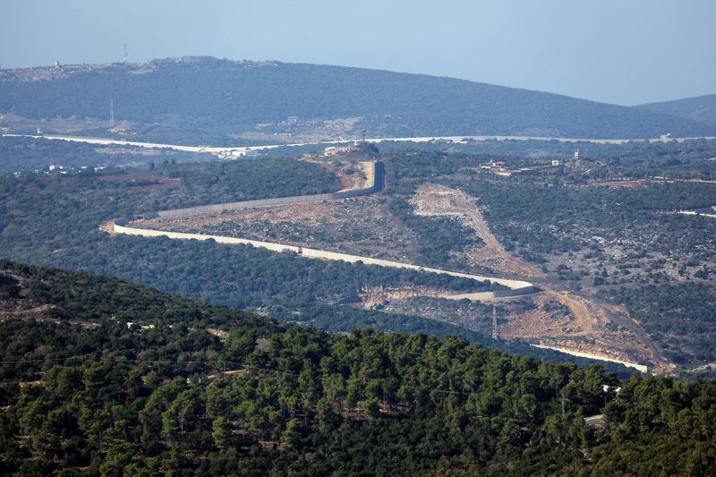 A general view shows the border between Israel and Lebanon as seen from the Israeli side on Saturday.