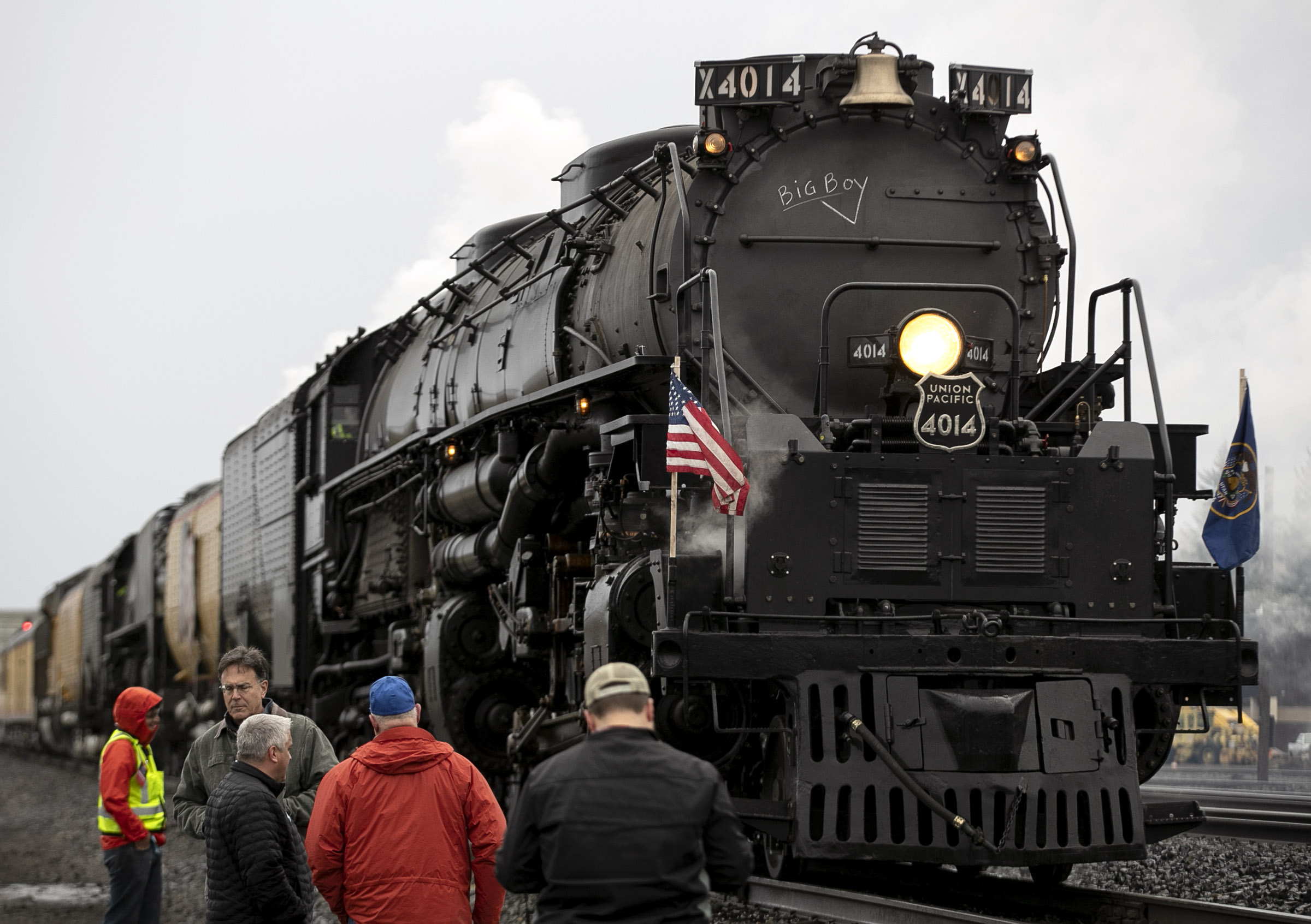 Union Pacific’s historic steam locomotive Big Boy No. 4014 prepares to leave Evanston, Wyoming, for Ogden on May 8, 2019. The locomotive will return to Utah Thursday and again later this month as a part of a Union Pacific tour highlighting the train.