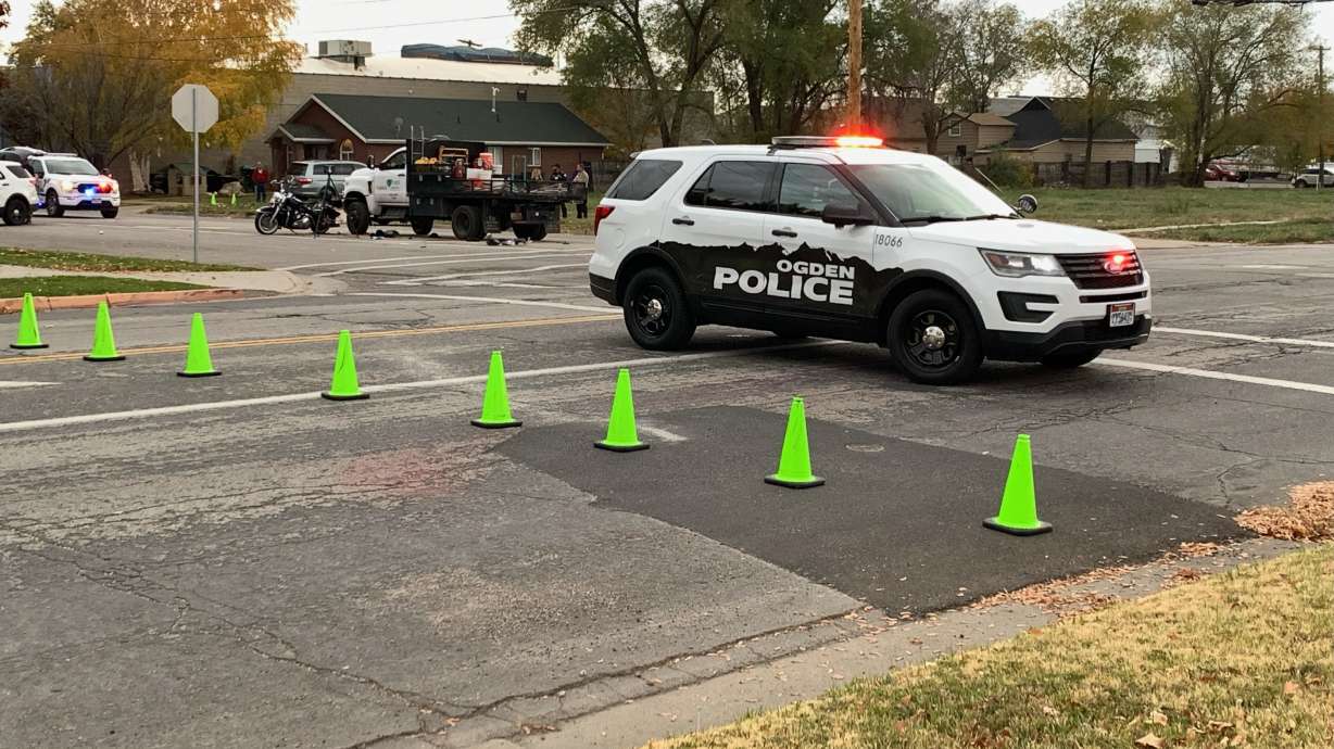 A motorcyclist was struck and killed by a truck driver in Ogden Monday afternoon at the Lincoln Avenue and 21st Street intersection.