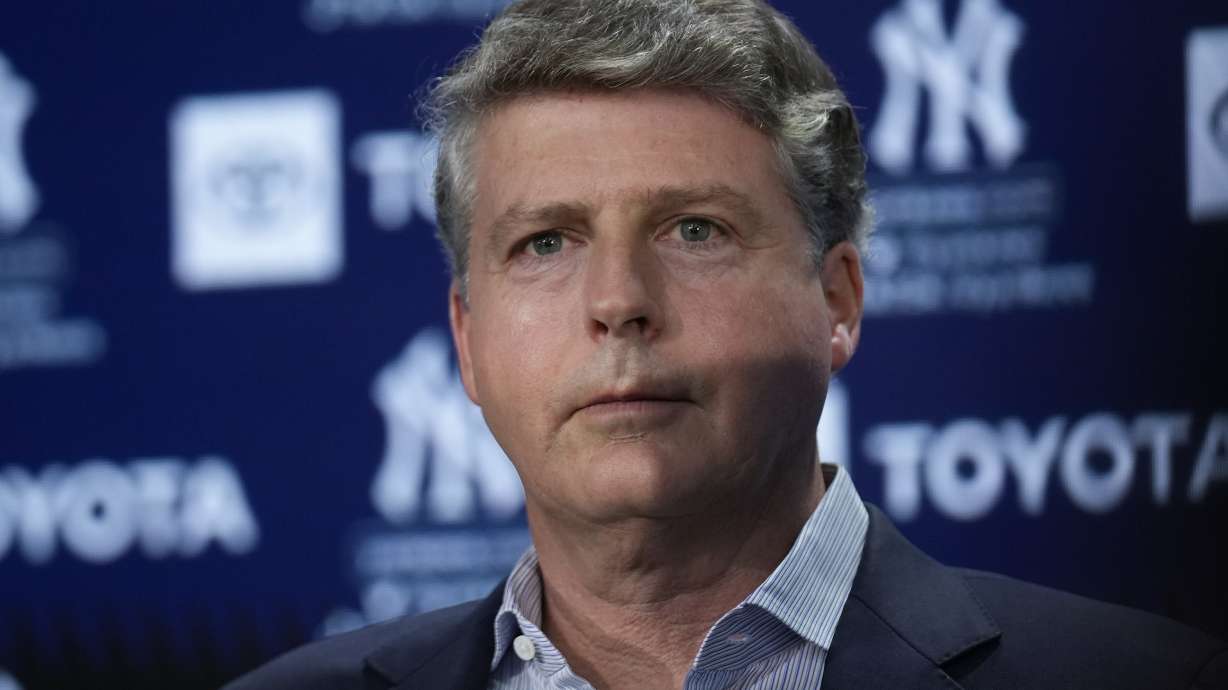 FILE - New York Yankees' owner Hal Steinbrenner attends a news conference at Yankee Stadium, Wednesday, Dec. 21, 2022, in New York. Hal Steinbrenner questioned current and former players along with staff on whether to keep Aaron Boone before deciding the New York manager will return next year. “We had a winning season. ... That's not an accomplishment, that's a requirement,” Steinbrenner said Tuesday, Nov. 7, 2023, during an online news conference.