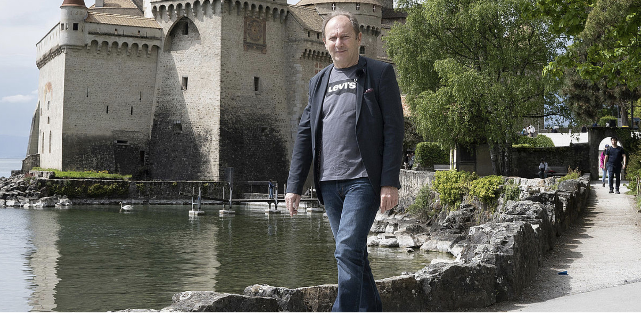 Marc Gauthier, a Parkinson’s patient, is pictured in this press release photograph from Lausanne University Hospital, discussing Gauthier’s spinal cord implant that is allowing him to walk safely.