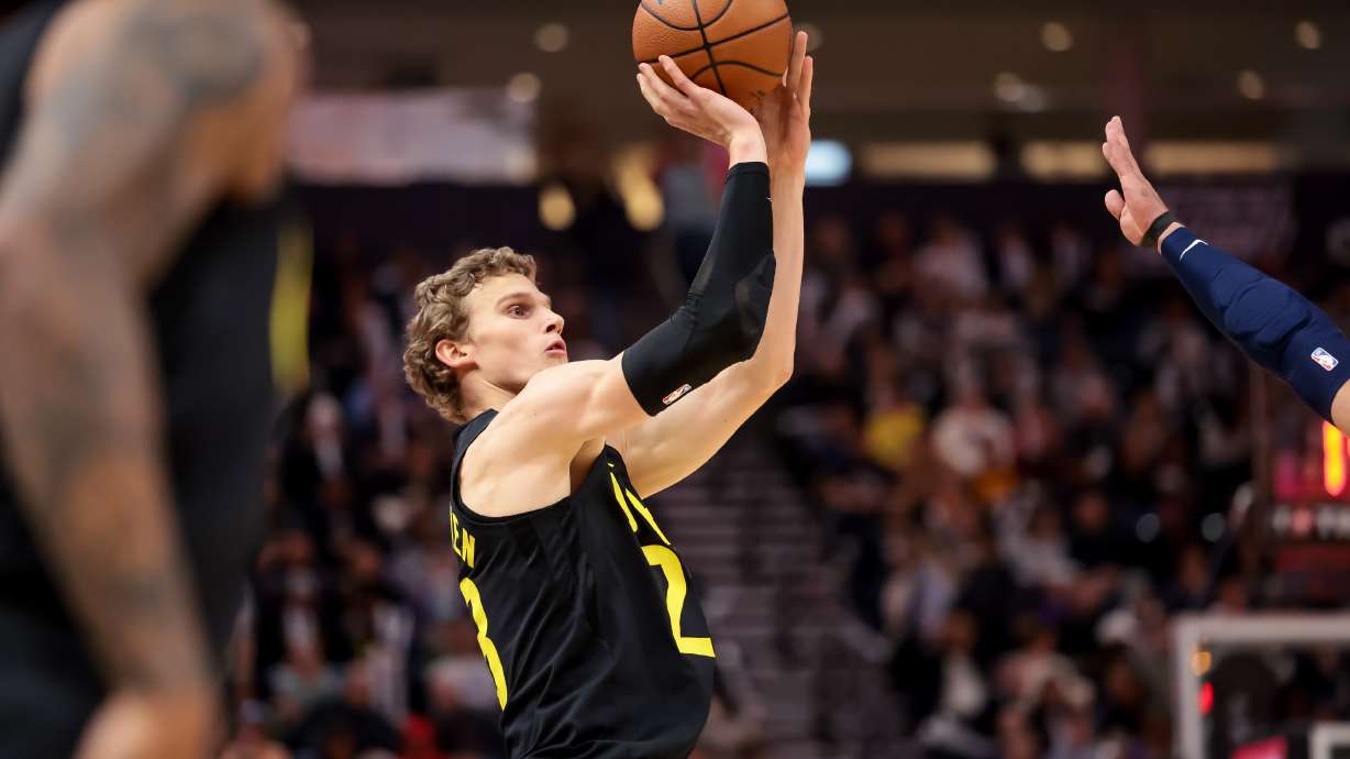 Utah Jazz forward Lauri Markkanen (23) sinks a three during the game against the Memphis Grizzlies at the Delta Center in Salt Lake City on Wednesday, Nov. 1, 2023.