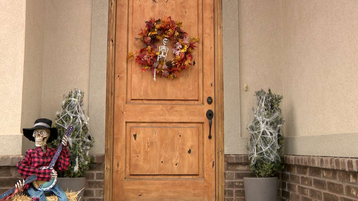 The Halloween decorations are seen on the Guerra Sepulveda’s door this week.