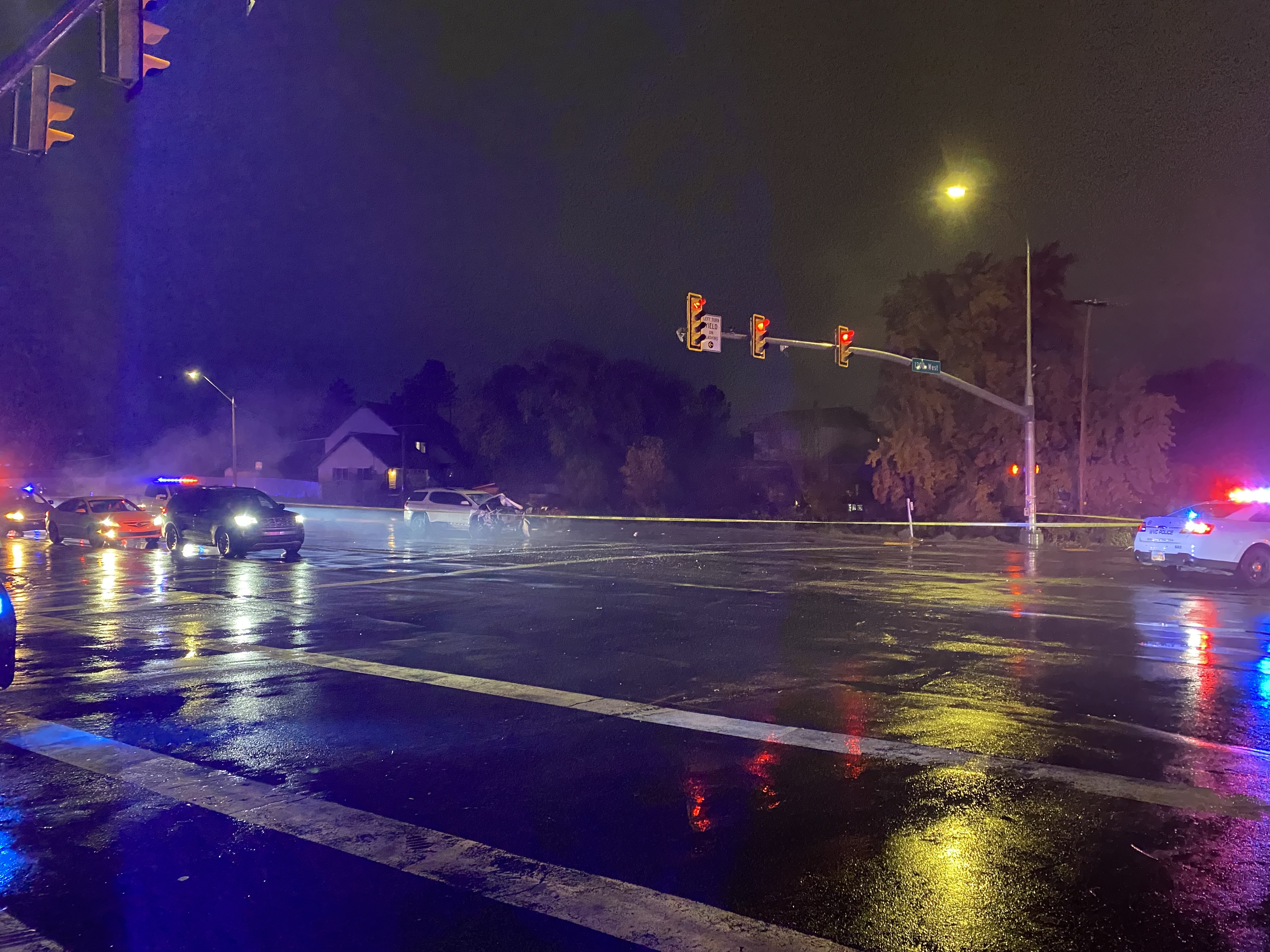 Three people were injured when a car ran a red light in Taylorsville Tuesday evening.