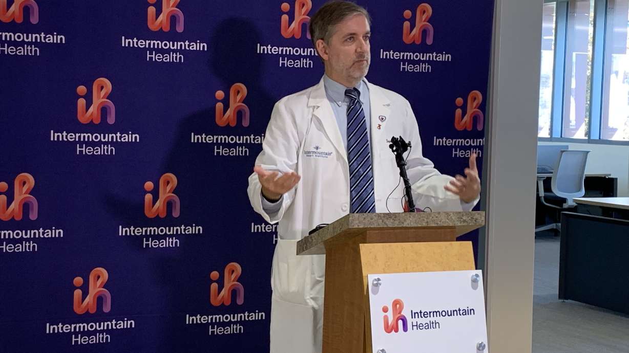Benjamin Horne, Intermountain Health's director of cardiovascular and genetic epidemiology, speaks about a study he led in a press conference on Wednesday. The study showed that in Utah, there are more health care visits for heart attacks and unstable chest pain when the air quality is worse.