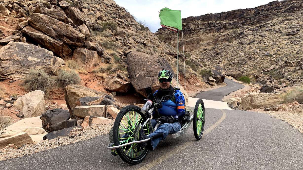 Jeff Page goes for a ride on his bike in St. George on Nov. 6, 2020. Page died on Halloween and his family is hoping to preserve his legacy of helping others with disabilities get access to sports.